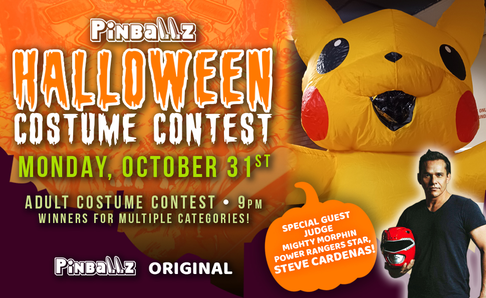 Halloween Costume Contest Pinballz Original Fun Scary Arcade Games BYOB Steve Cardenas Power Ranger