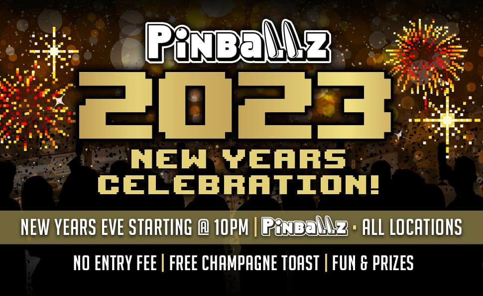 Pinballz New Years Eve arcade fun december 31 party event drinks